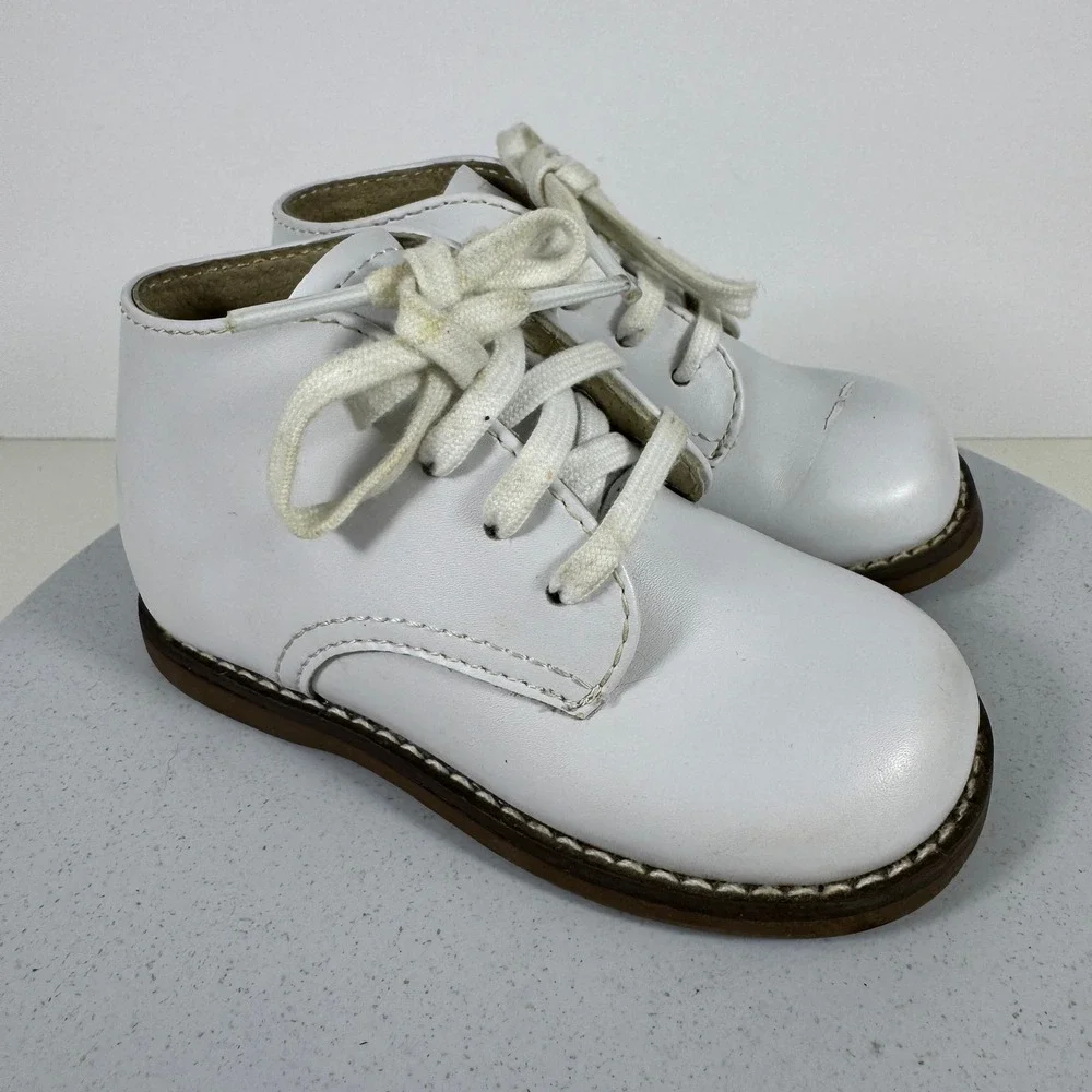 Footmates Todd 7790 White Leather‎ Toddler Walking Shoes Size 6 High Top